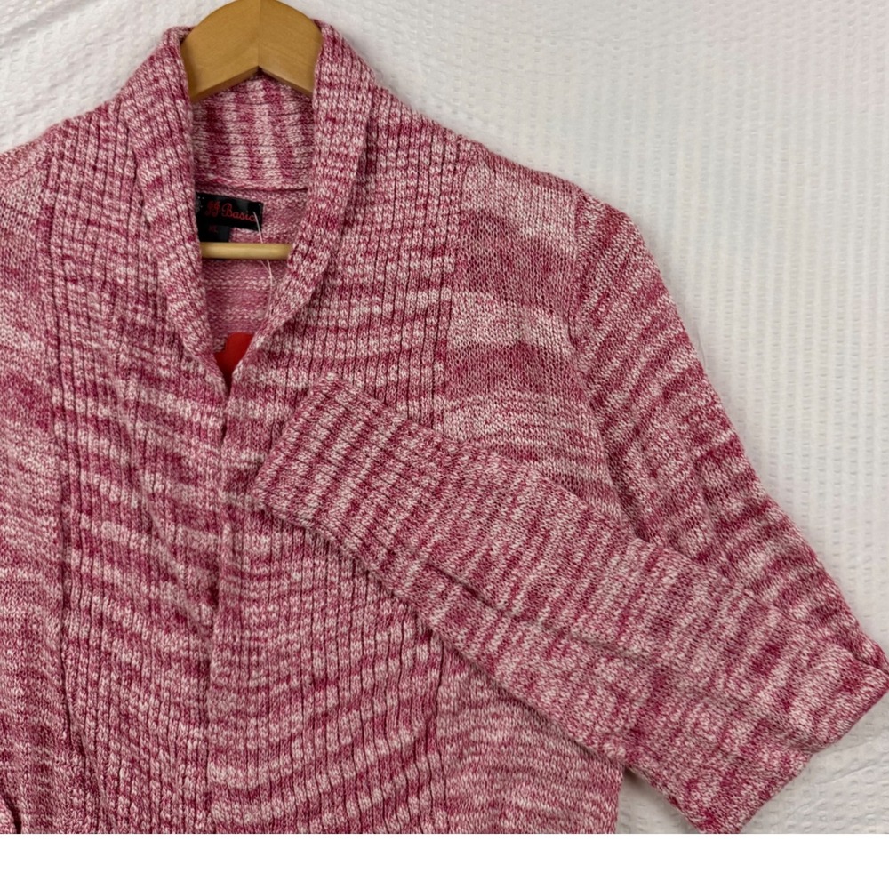 JJ Basics Women XL Pink Space Dye Open Front Shawl Collar Cardigan Sweater NWT